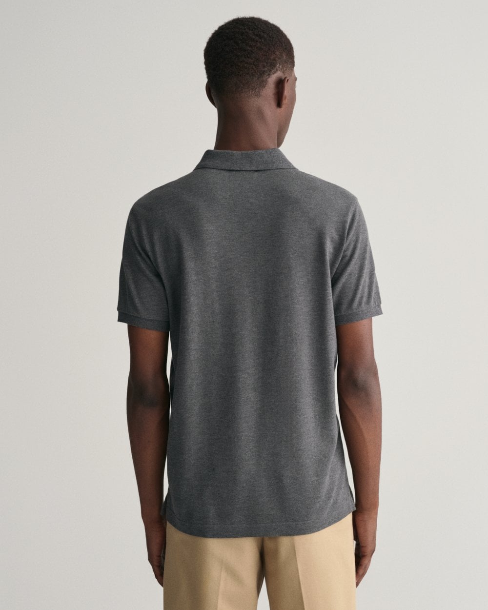 GANT Mens Slim Fit Short Sleeve Shield Logo Pique Polo - 95 Anthracite Melange