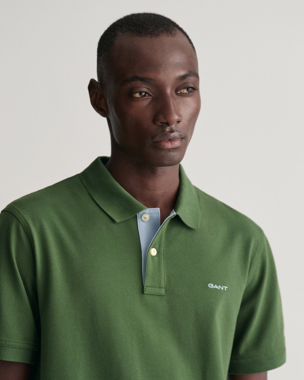 GANT Regular Fit Short Sleeve Contrast Pique Rugger - 313 Pine Green