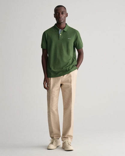 GANT Regular Fit Short Sleeve Contrast Pique Rugger - 313 Pine Green