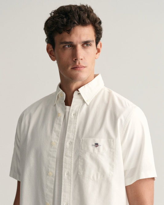 GANT Mens Regular Fit Short Sleeve Oxford Shirt - 110 White