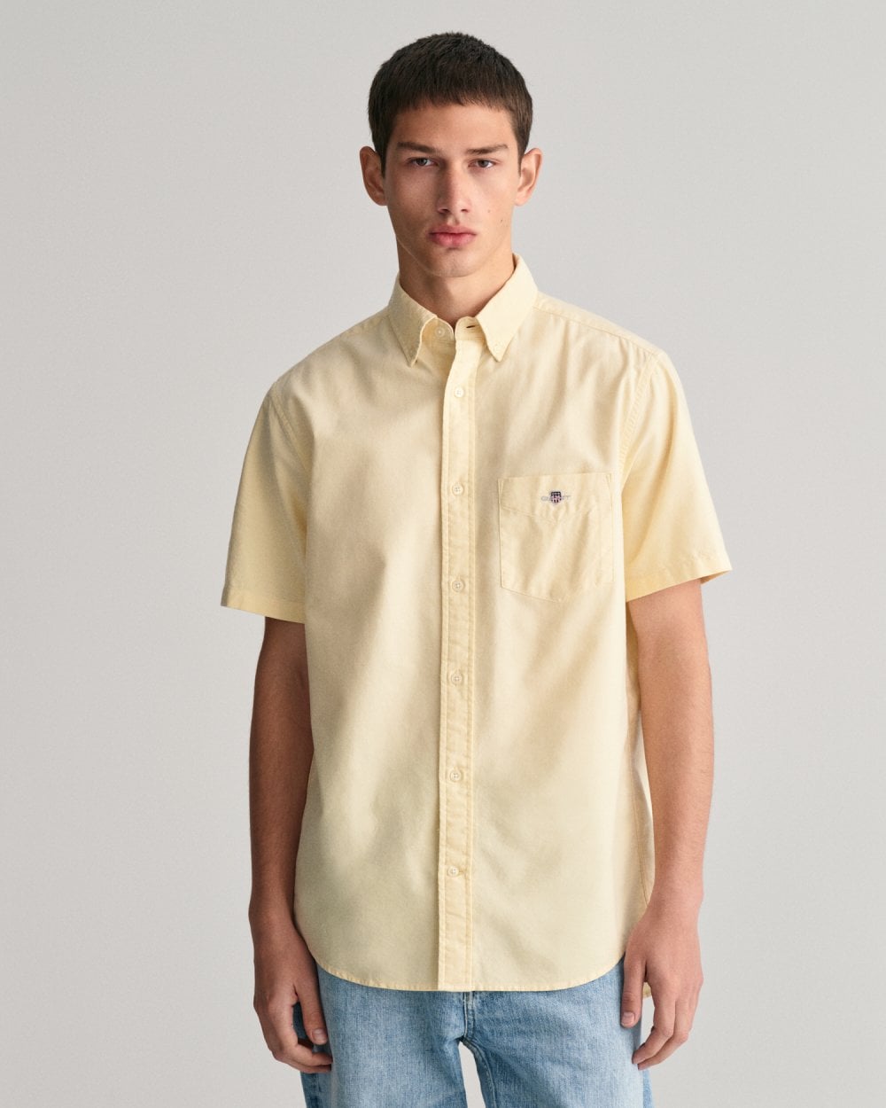 GANT Mens Regular Fit Short Sleeve Oxford Shirt - 726 Dusty Yellow