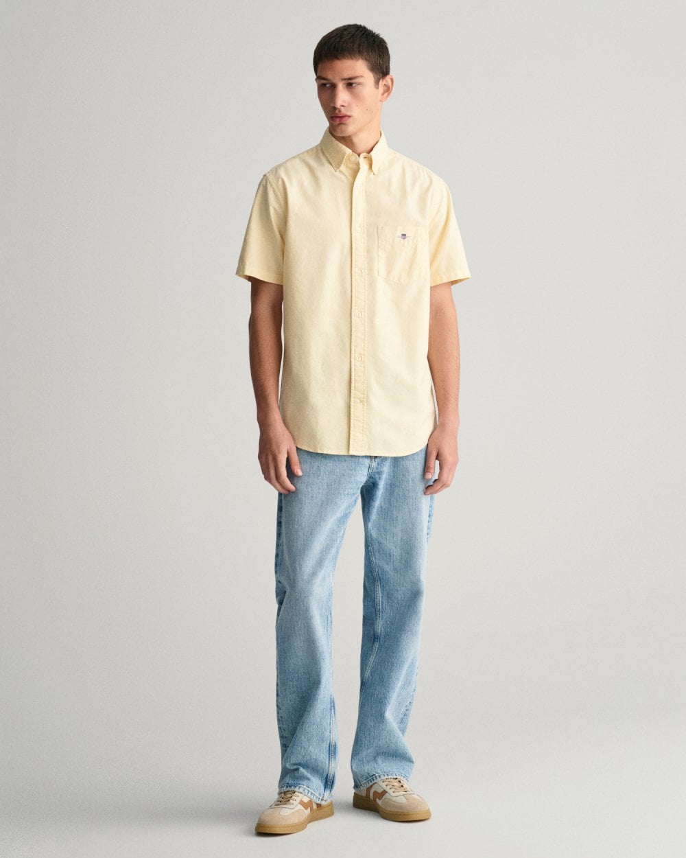 GANT Mens Regular Fit Short Sleeve Oxford Shirt - 726 Dusty Yellow