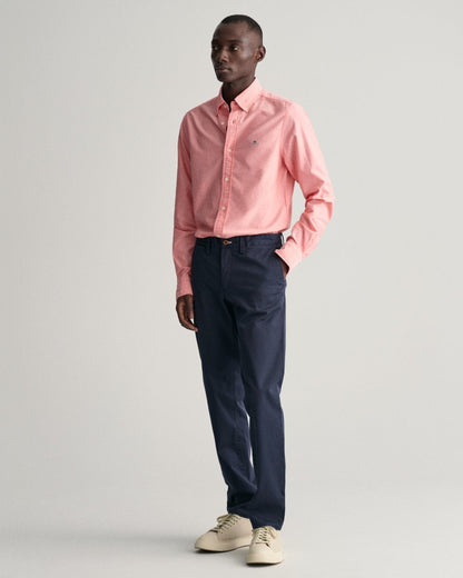 GANT Mens Slim Fit Long Sleeve Oxford Shirt - 628 Sunset Pink