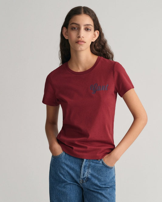 GANT Womens Regular Fit Script Logo T-Shirt