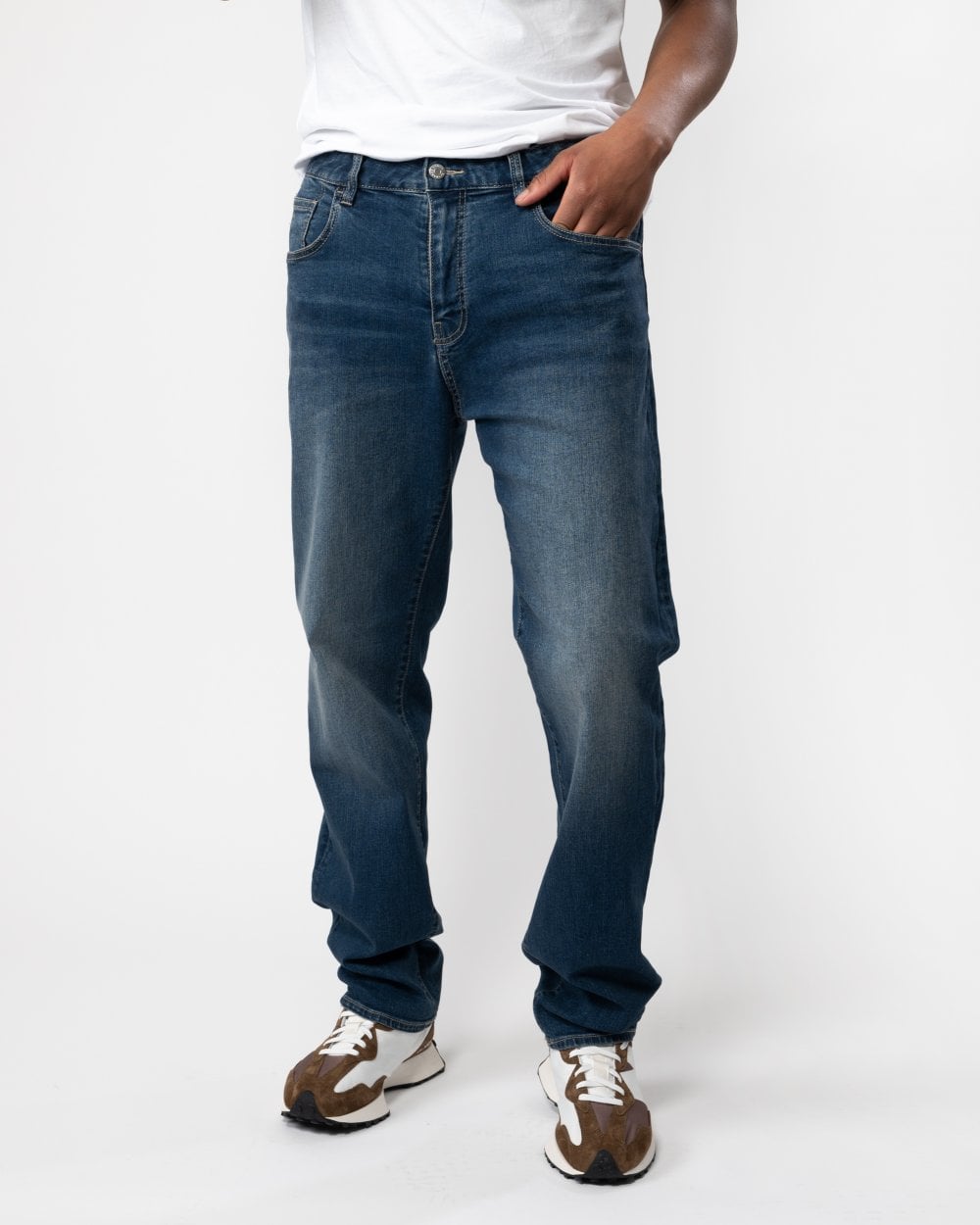 Armani Exchange Armani Exchange Mens Logo Pocket Faded Jeans