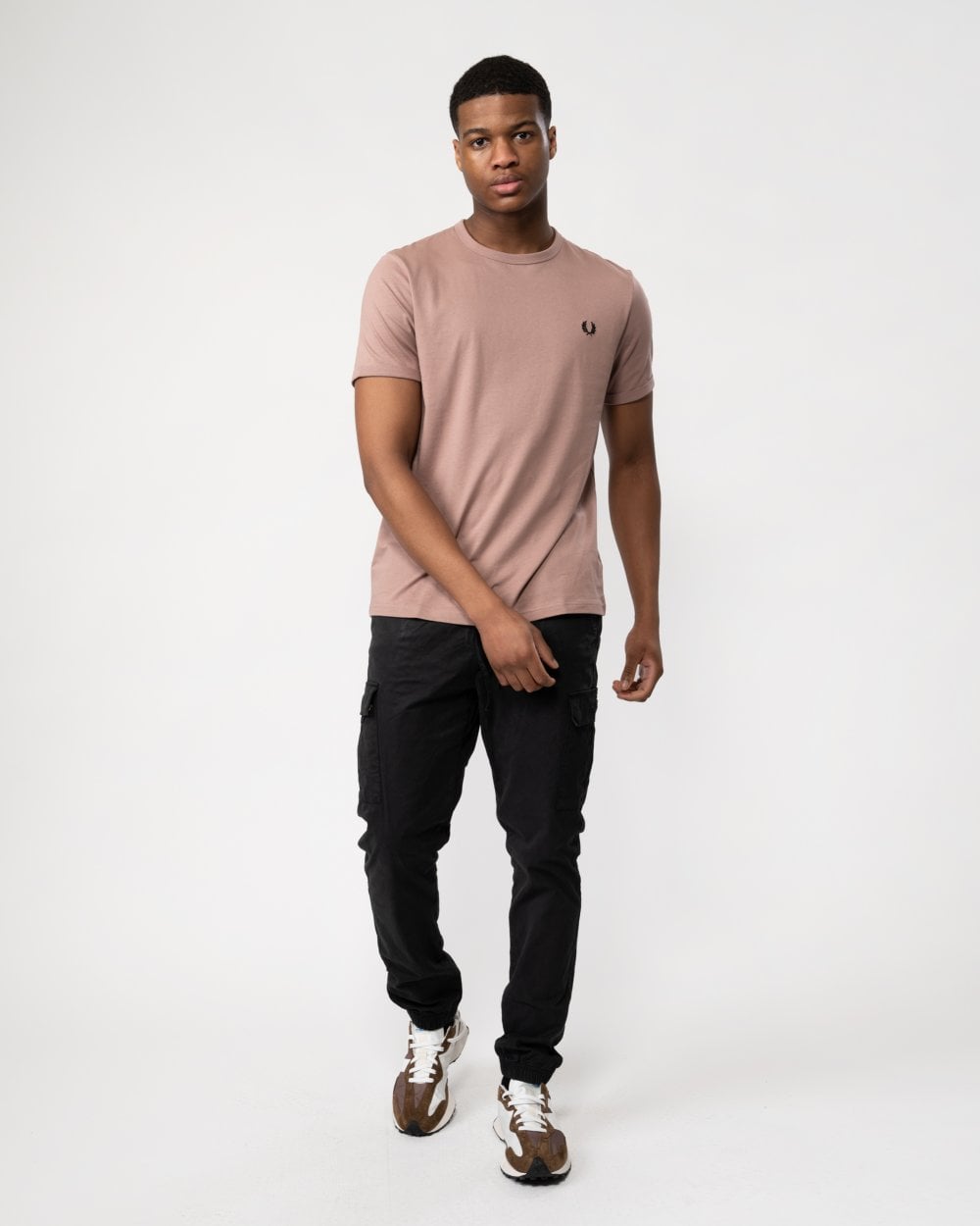 Fred Perry Mens Ringer T-Shirt - Dark Pink/Black V05