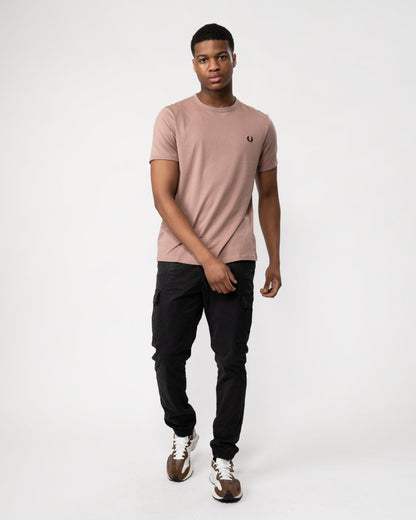 Fred Perry Mens Ringer T-Shirt - Dark Pink/Black V05