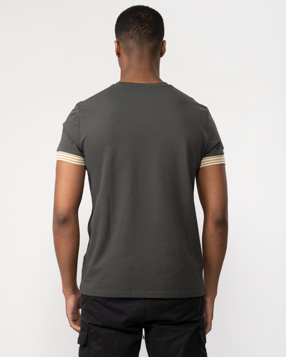 Fred Perry Mens Striped Cuff T-Shirt - Field Green 638