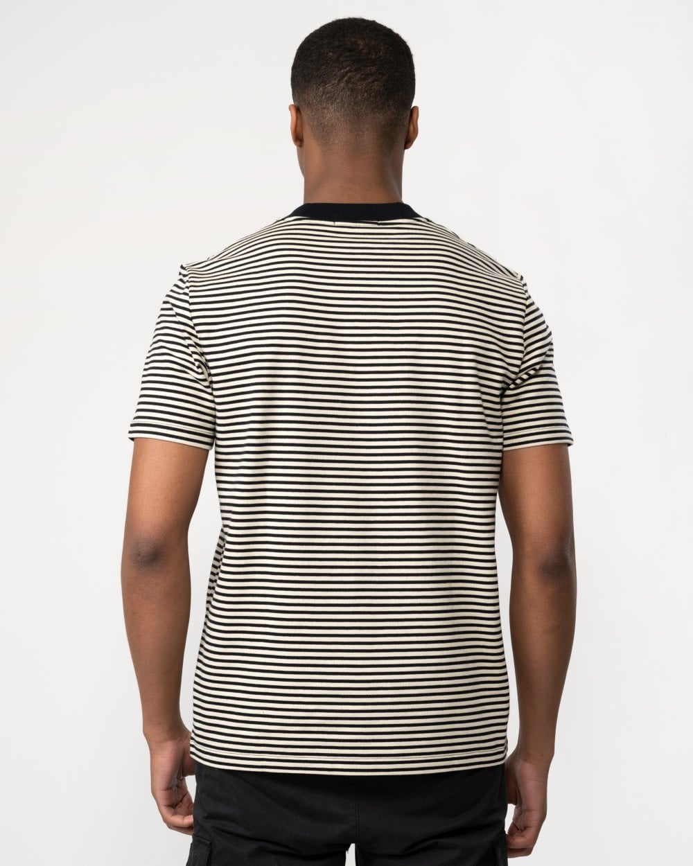 Fred Perry Mens Fine Stripe Heavyweight T-Shirt - Oatmeal/Black V54