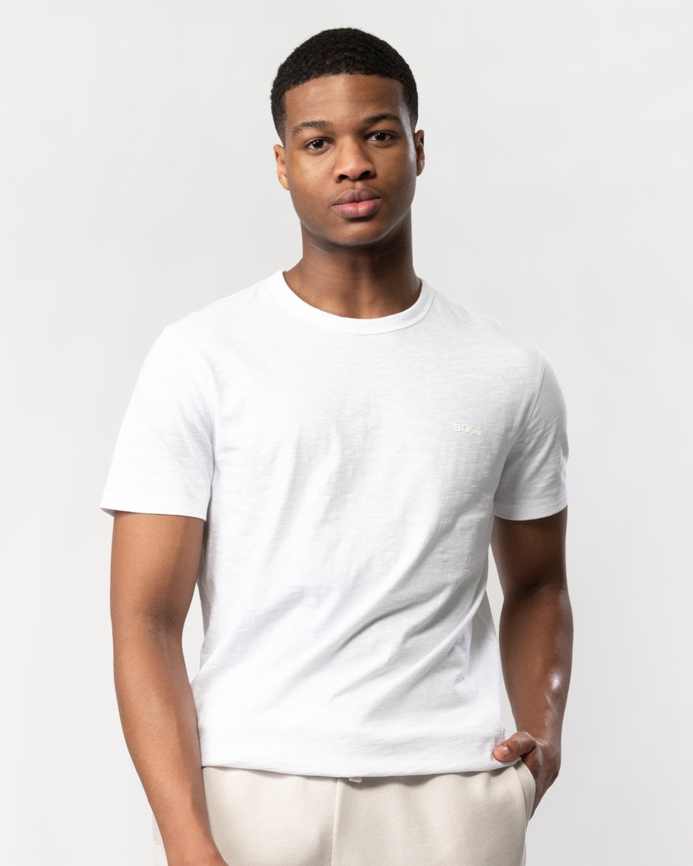 BOSS Orange Tegood Mens Crew Neck T-Shirt - White 100