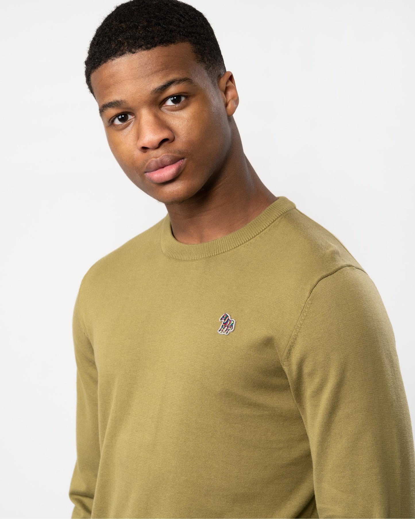 PS Paul Smith Mens Crew Neck Zebra Badge Jumper - 35A Military Green
