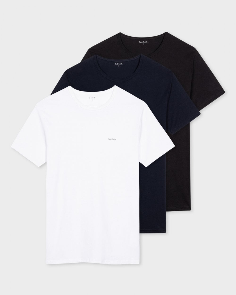 Paul Smith 3 Pack Mens Script Logo T-Shirts - 2A White/Navy/Black - CHO - Designer Mens Logo T-Shirts