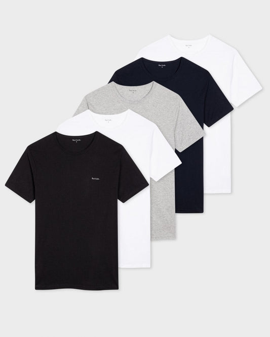Paul Smith 5 Pack Mens Script Logo T-Shirts