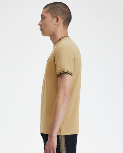 Fred Perry Mens Twin Tipped T-Shirt - Warm Stone/Black U88