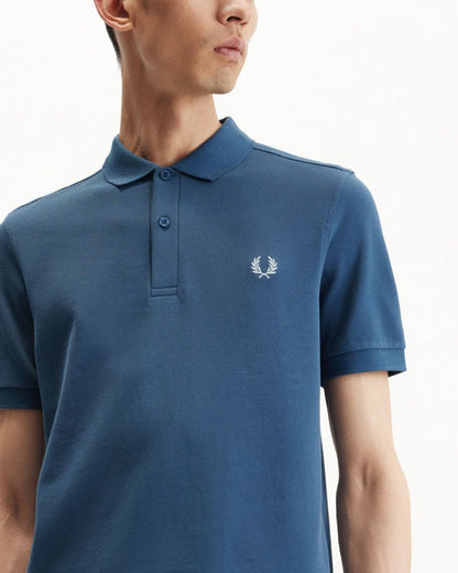 Fred Perry Mens Plain Signature Polo Shirt - Midnight Blue/Light Ice V06