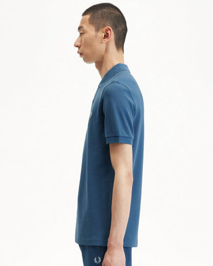 Fred Perry Mens Plain Signature Polo Shirt - Midnight Blue/Light Ice V06