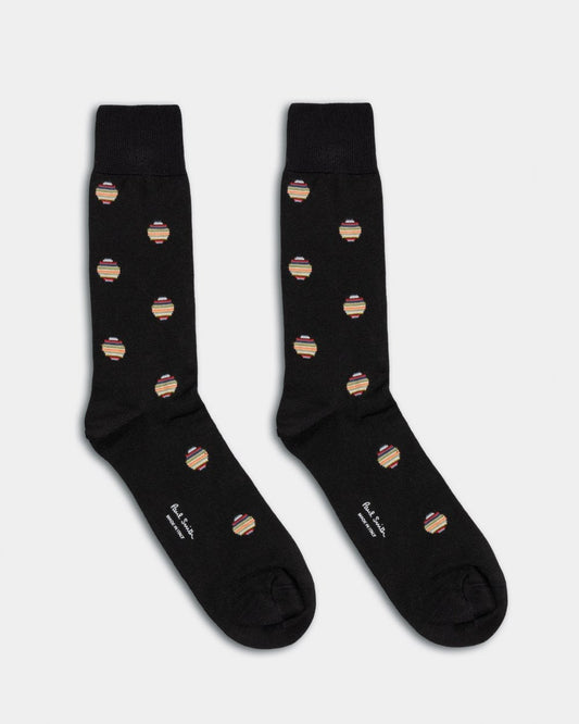 Paul Smith Mens Signature Stripe Polka Dot Socks - 79 Black