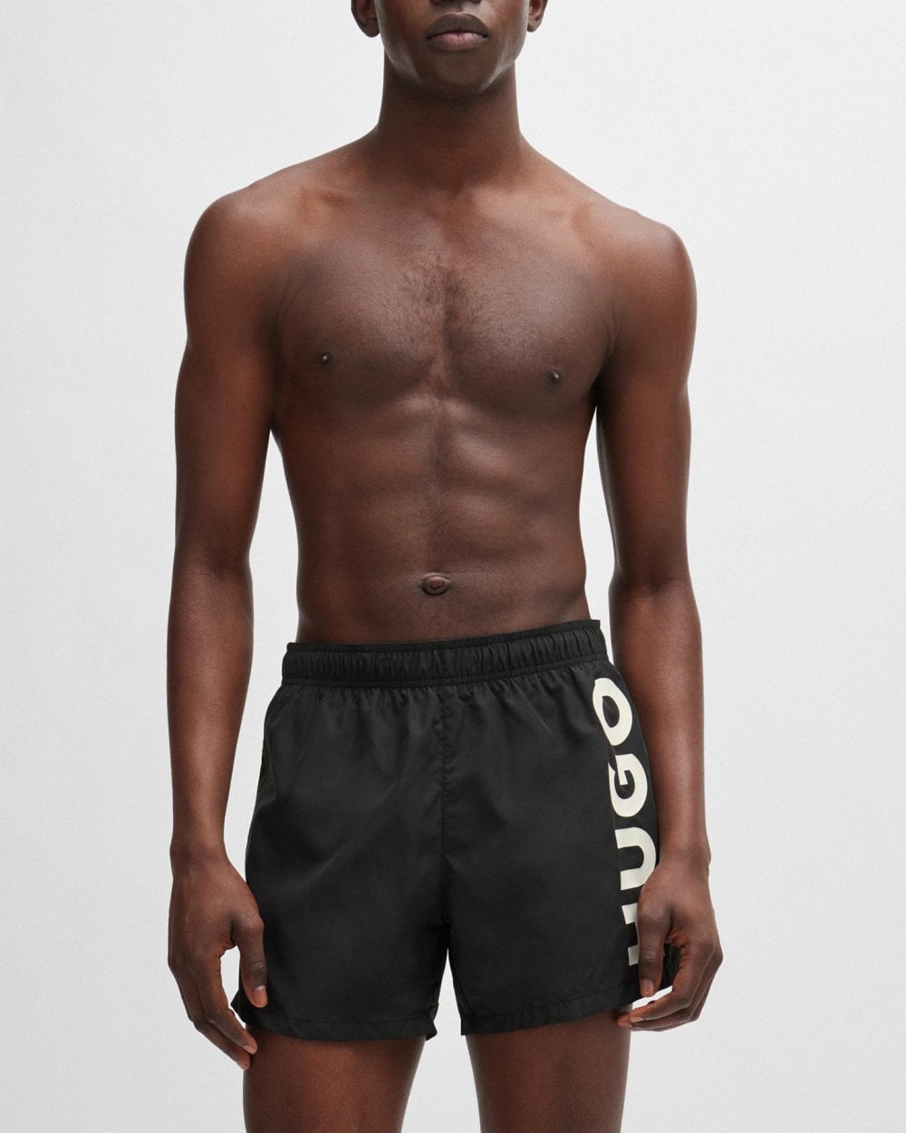 HUGO ABAS Mens Logo-Print Swim Shorts in Quick-Dry Fabric NOS - Black 001