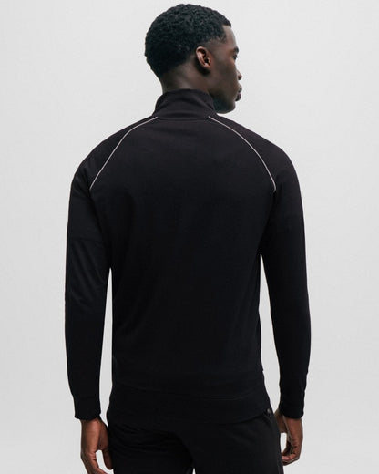 BOSS Orange Mix & Match Mens Stretch Cotton Zip-Up Jacket with Logo Detail NOS - Black 001