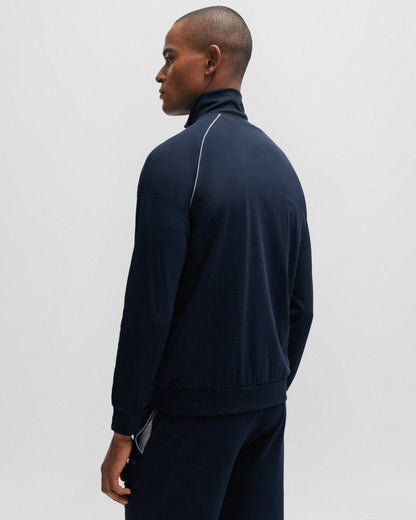 BOSS Orange Mix & Match Mens Stretch Cotton Zip-Up Jacket with Logo Detail NOS - Dark Blue 403