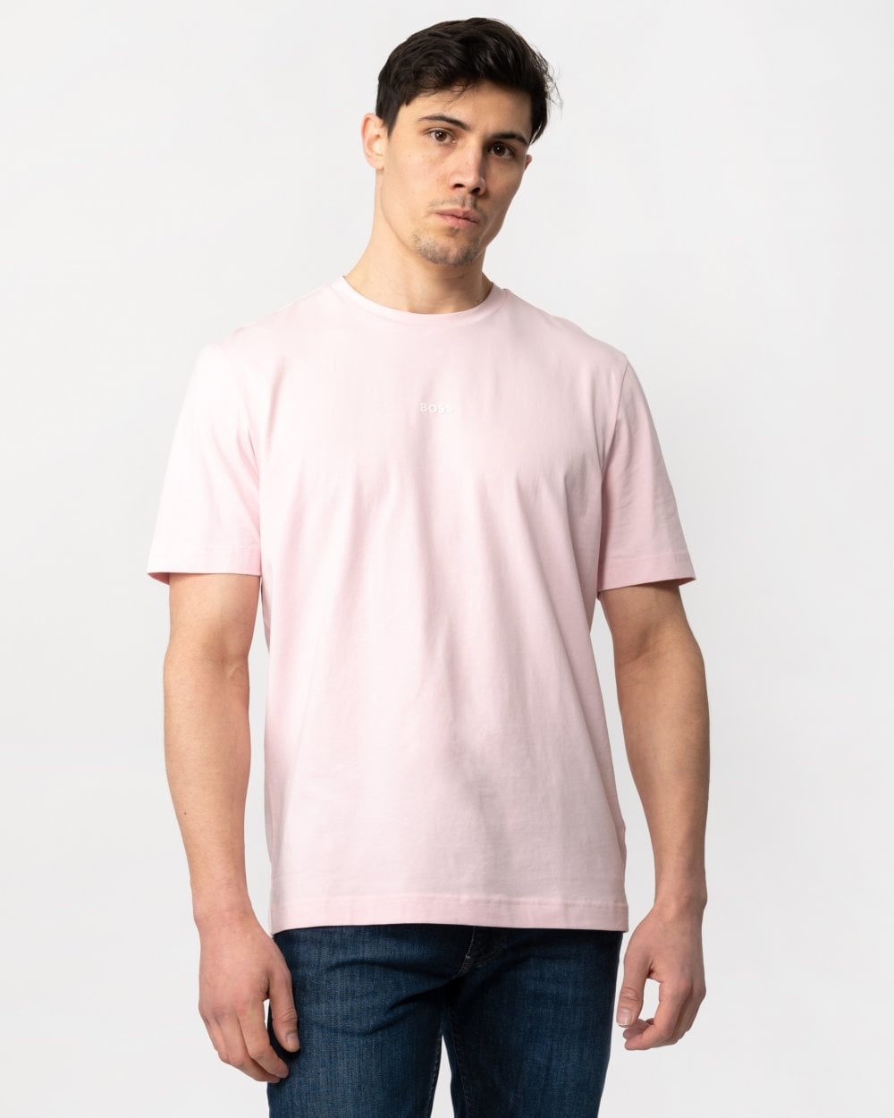 BOSS Orange TChup Mens Crew Neck Small Logo T-Shirt - Light/Pastel Pink 682
