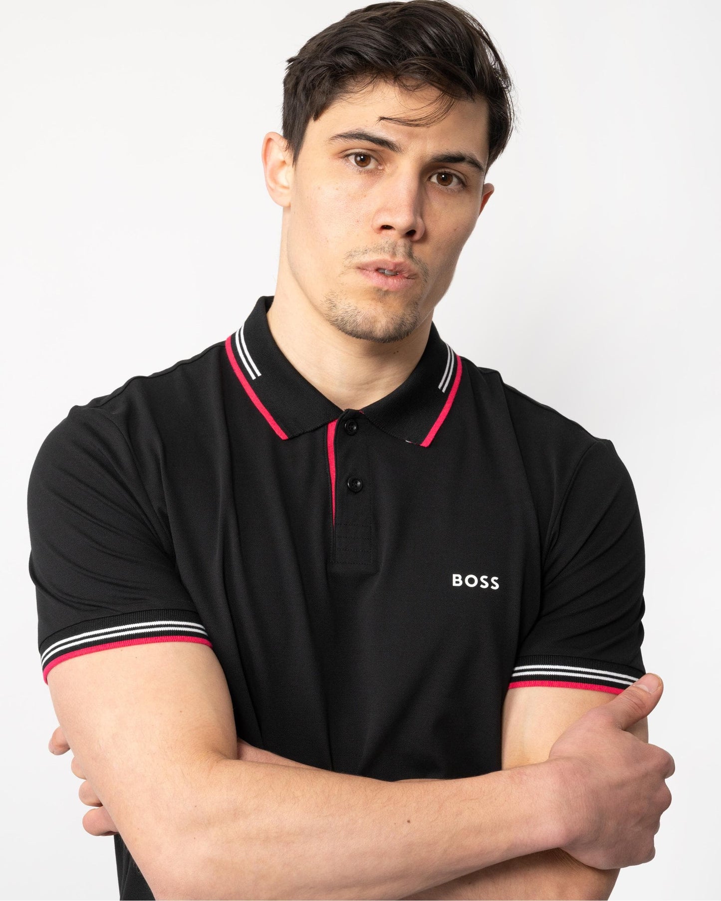 BOSS Green Paul Mens Short Sleeve Polo Shirt With Contrast Tipping - Black 002