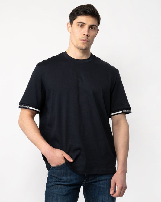 Armani Exchange Armani Exchange Mens Stripe Logo Tipping T-Shirt