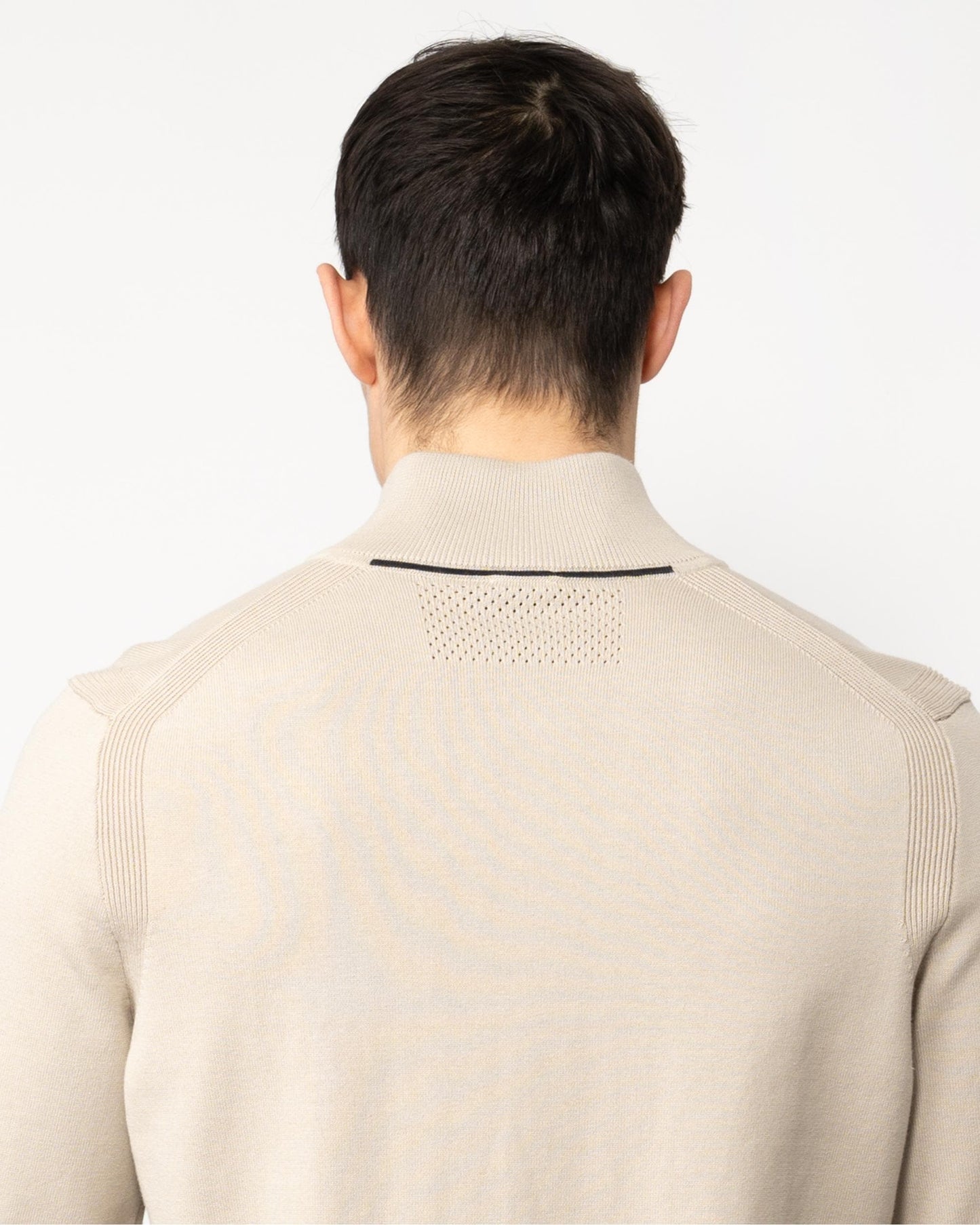 BOSS Green Ever-X Mens Cotton Blend Zip-Neck Sweater with Logo Print - Light Beige 271