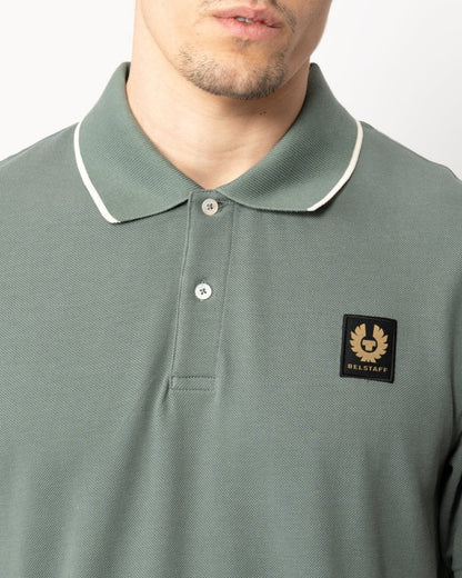 Belstaff Mens Tipped Polo - Mineral Green