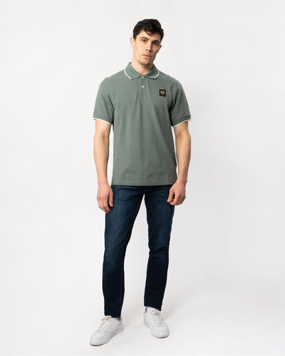 Belstaff Mens Tipped Polo - Mineral Green
