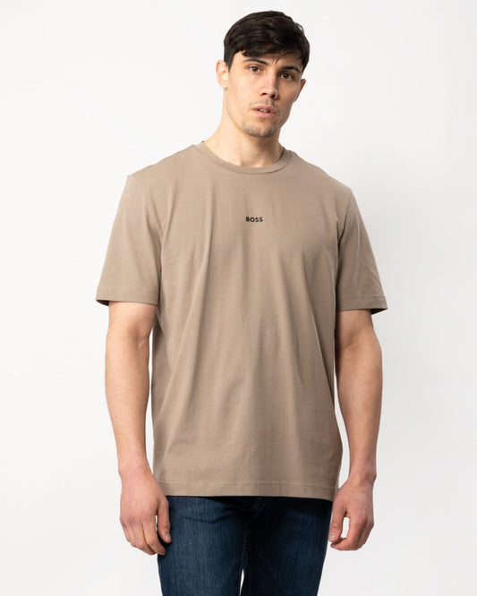 BOSS Orange TChup Mens Crew Neck Small Logo T-Shirt - Open Brown 246 - CHO - Designer Mens Logo T-Shirts