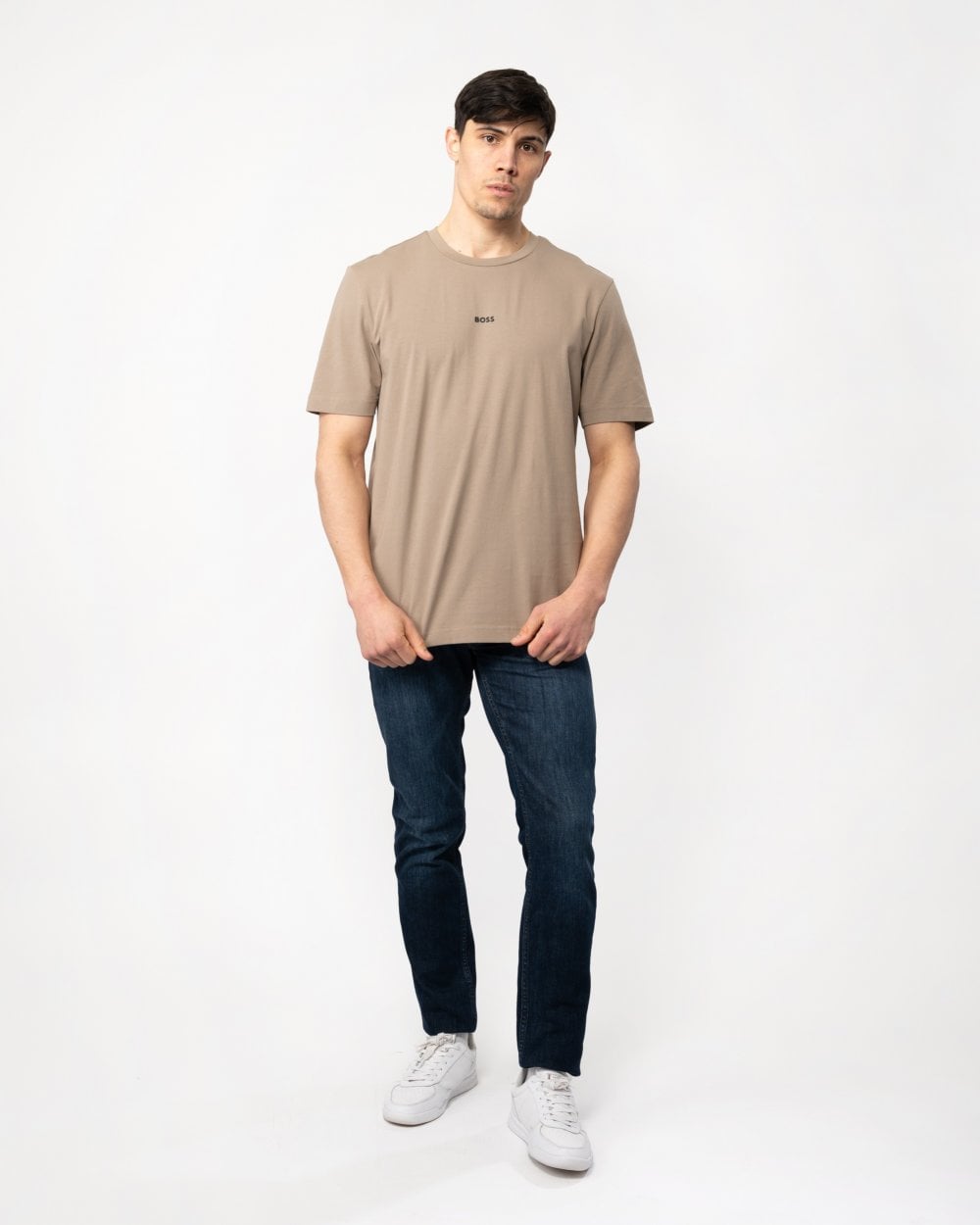 BOSS Orange TChup Mens Crew Neck Small Logo T-Shirt - Open Brown 246