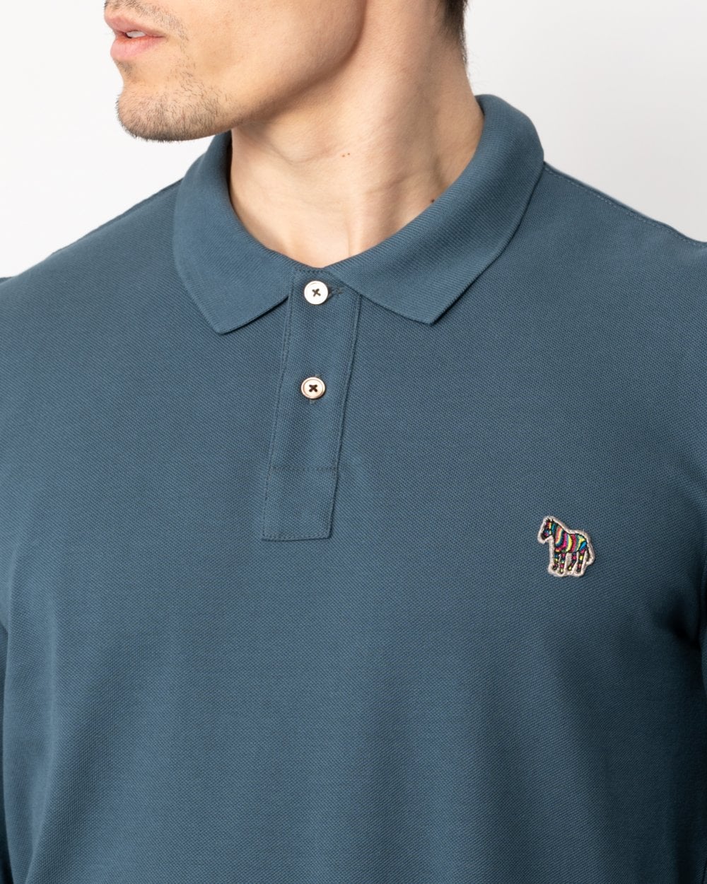 Paul Smith PS Paul Smith Mens Regular Fit Long Sleeve Zebra Polo