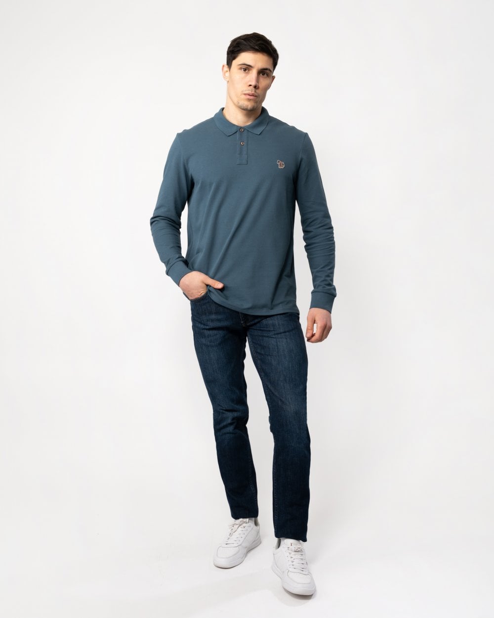 Paul Smith PS Paul Smith Mens Regular Fit Long Sleeve Zebra Polo