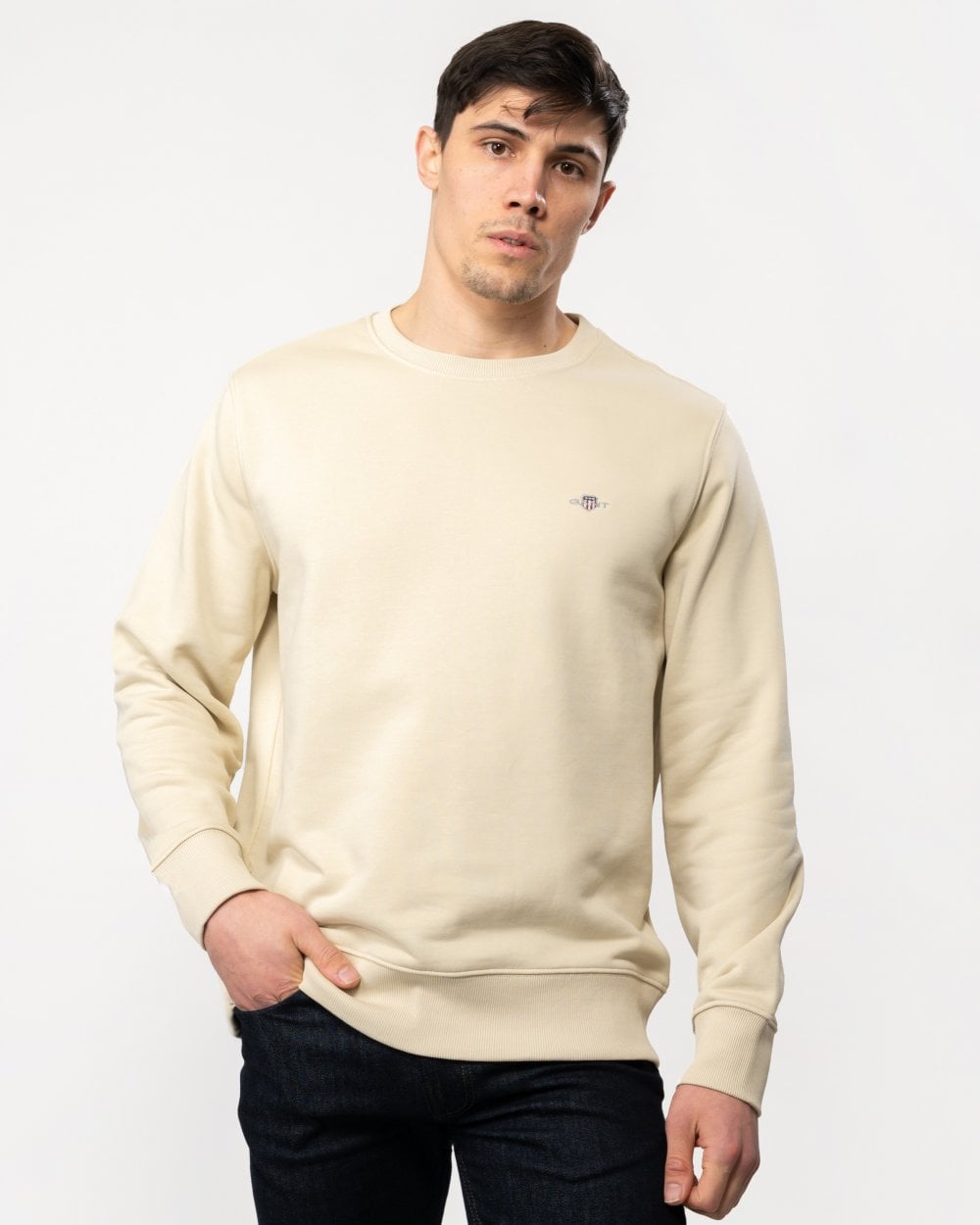 GANT Mens Regular Fit Shield Logo Crew Neck Sweatshirt