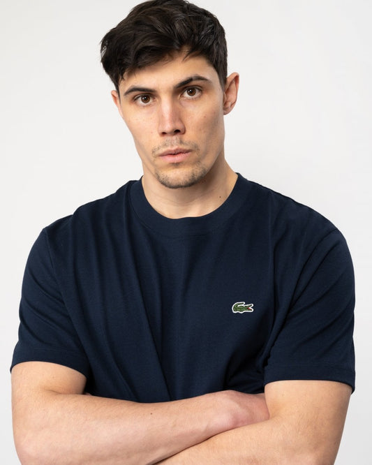 Lacoste Mens Classic Fit Cotton Jersey T-Shirt - Navy Blue 166
