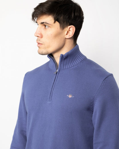 GANT Mens Casual Cotton Half Zip Jumper - 407 Rich Blue