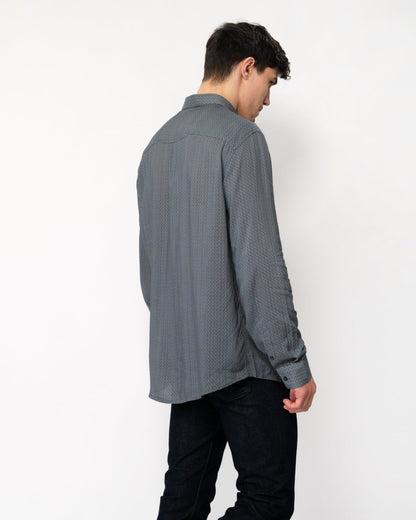 Armani Exchange Mens Long Sleeve Pattern Print Shirt - Urban Chic Geometric Brick 7801