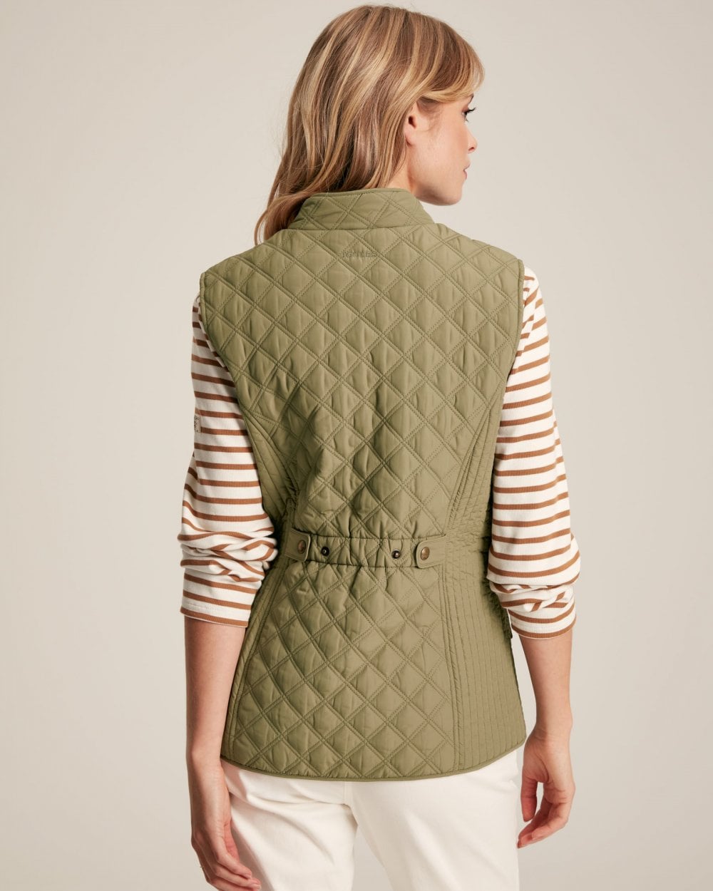 Joules Minx Womens Diamond Quilt Gilet - Taupe Green