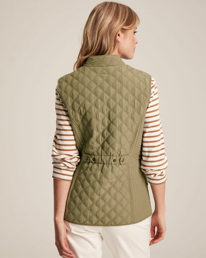 Joules Minx Womens Diamond Quilt Gilet - Taupe Green