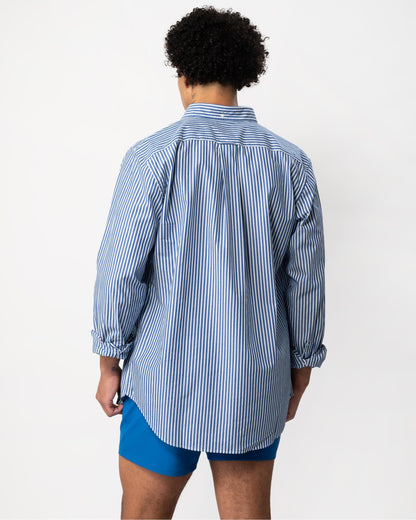GANT Mens Regular Fit Long Sleeve Poplin Stripe Shirt - 436 College Blue