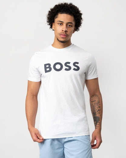 BOSS Orange Thinking 1 Large Rubber-Print Logo Mens T-Shirt