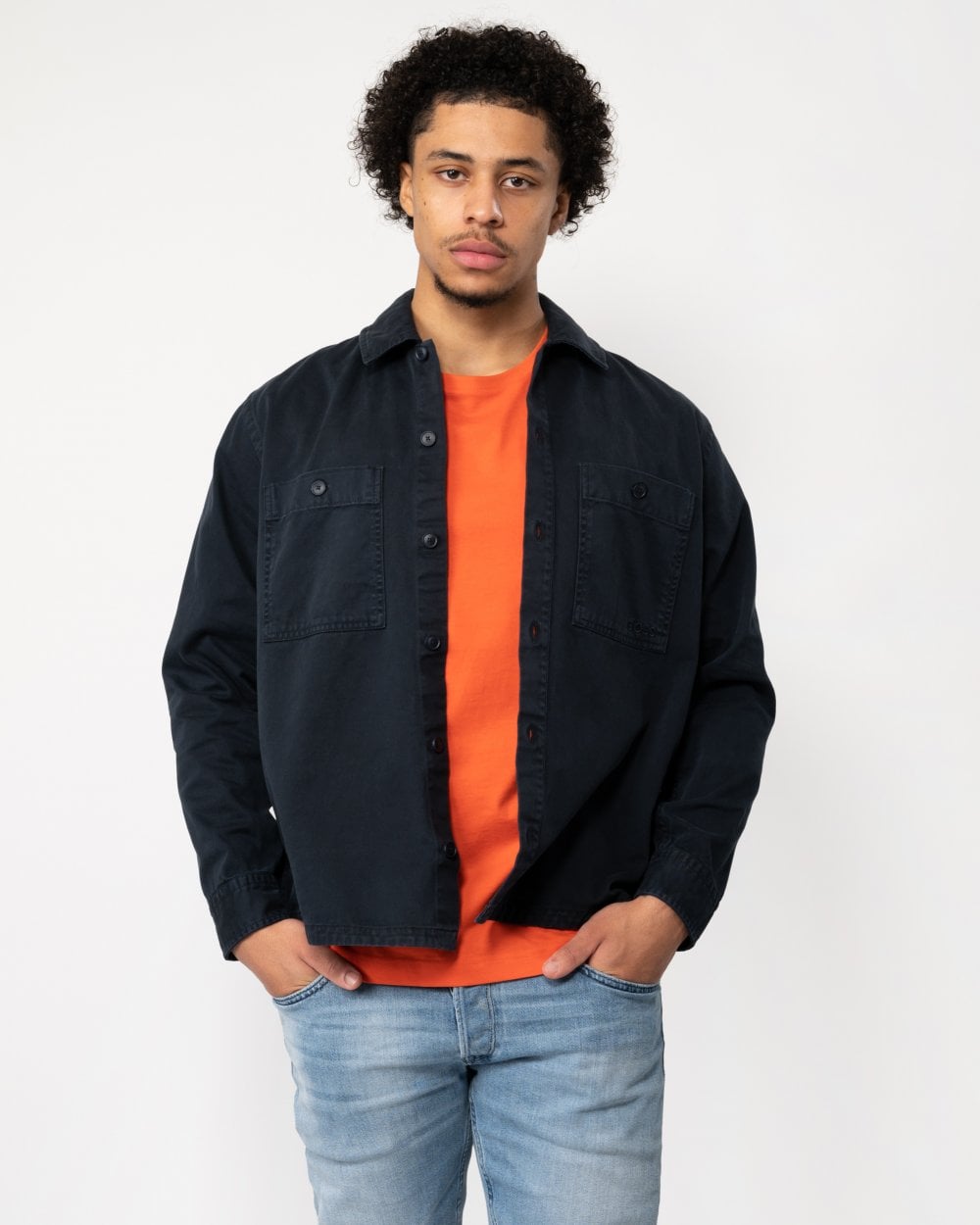 BOSS Orange Locky 1 Mens Oversized-Fit Cotton Twill Overshirt