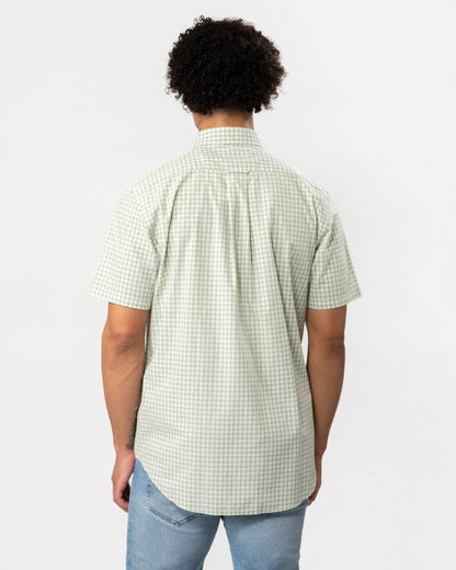 GANT Mens Regular Fit Short Sleeve Poplin Gingham Shirt - 345 Milky Matcha