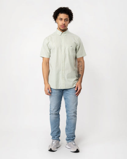 GANT Mens Regular Fit Short Sleeve Poplin Gingham Shirt - 345 Milky Matcha