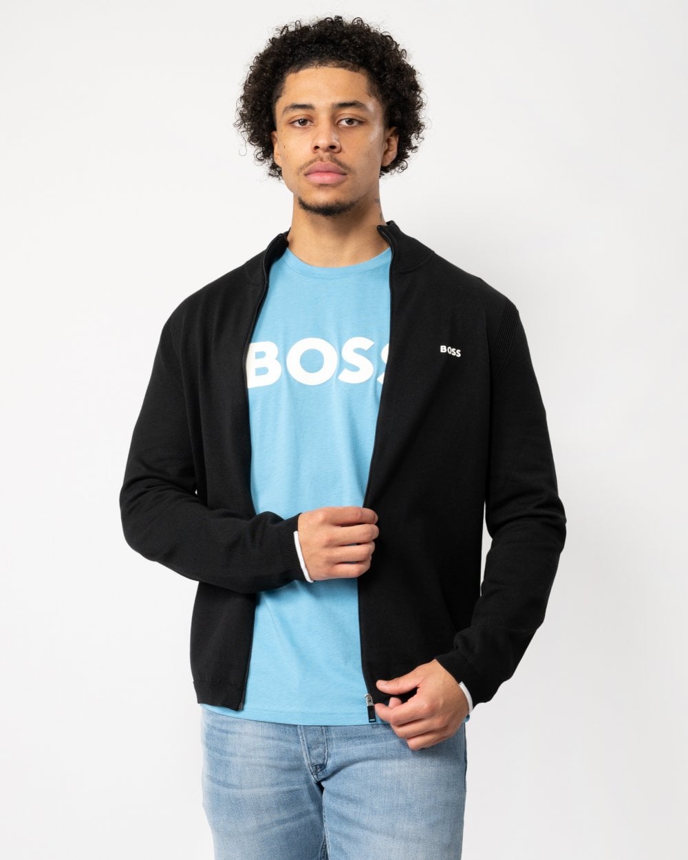BOSS Green Ever-X Full Zip Mens Cardigan - Black 001