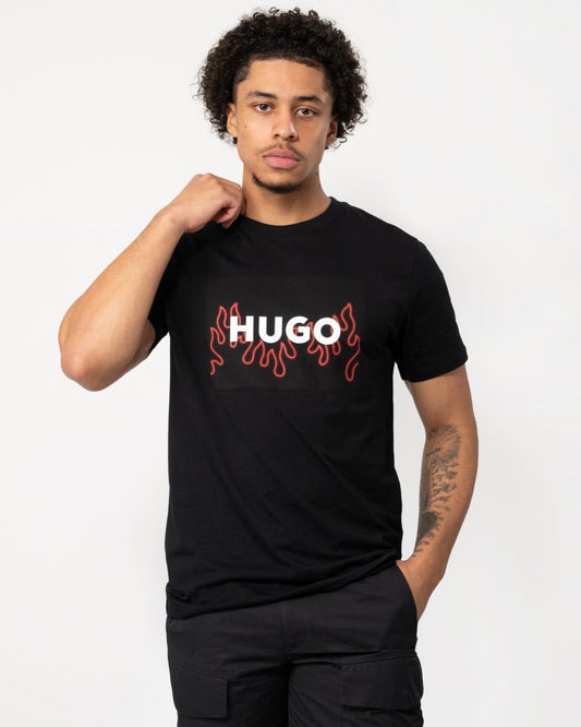 HUGO HUGO Dulive Mens Flame Print Graphic Logo T-Shirt