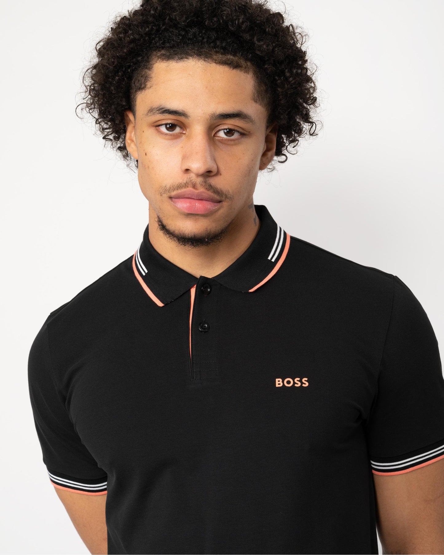 BOSS Green Paul Mens Short Sleeve Polo Shirt With Contrast Tipping - Black 003