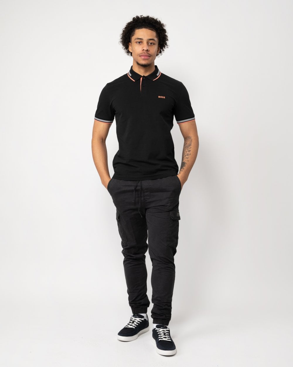 BOSS Green Paul Mens Short Sleeve Polo Shirt With Contrast Tipping - Black 003