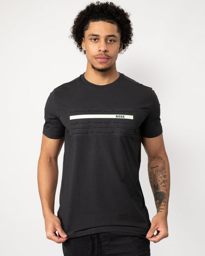 BOSS Green Tee 4 Mens Stretch Cotton Regular Fit T-shirt with Embossed Artwork